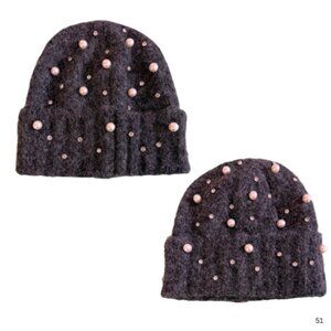 Anthropologie Charcoal Beaded Hat